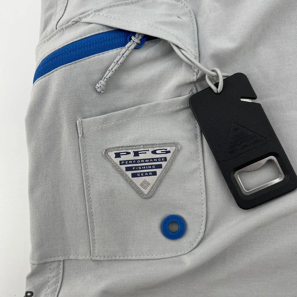 Columbia PFG‎ Blood & Guts Grey Fishing Shorts Mens 40 Omni-Shield Bottle Opener